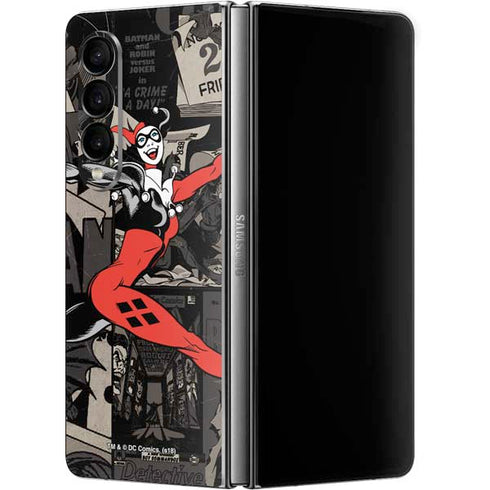 DC Comics Harley Quinn Vintage Action pose pattern Galaxy Z Fold4 5G Skin